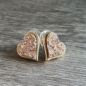 Light Pink Druzy Heart Earrings